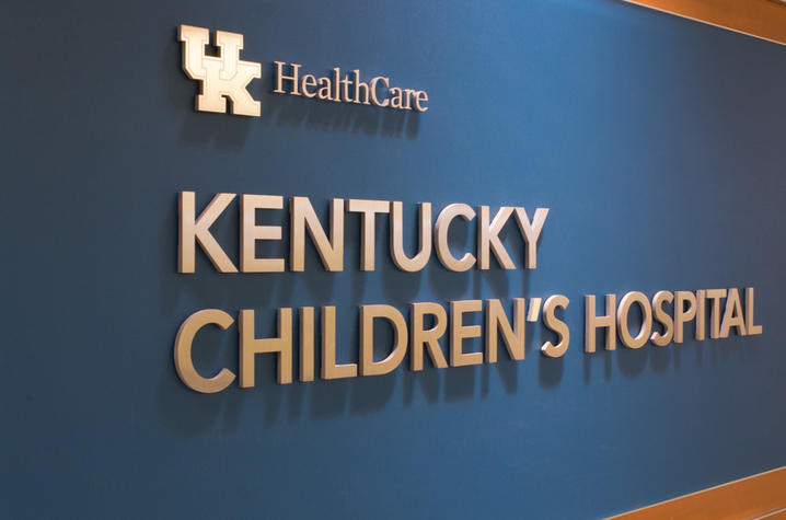 Photo of new sign outside the Kentucky Children's Hospital lobby