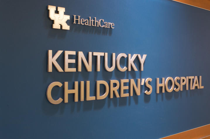 Photo of new sign outside the Kentucky Children's Hospital lobby