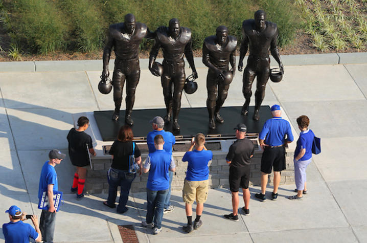 Photo of statue outside of football stadium