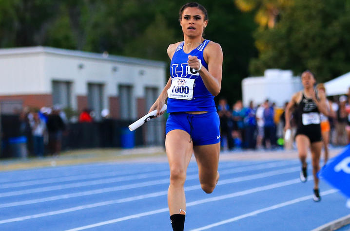 photo of Sydney McLaughin competing for UK in Florida Relays