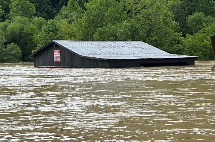 Flood waters reached the loft of Fugate's barn. Photo provided by Fugate.