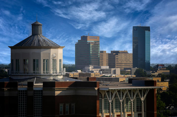 photo of Lexington skyline with cupola of Young Library in forefront