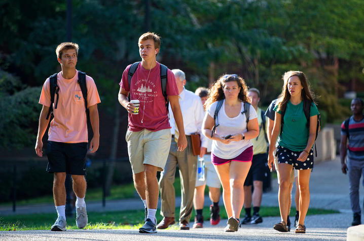 This is a photo UK students on the first day of classes. 