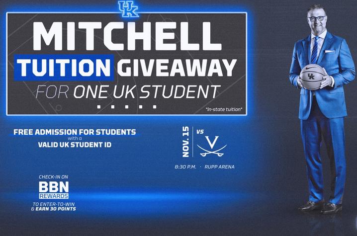 photo of Mitchell Tuition Giveaway ad for Nov. 15 game