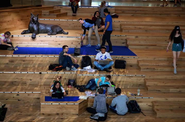 photo of students on social staircase