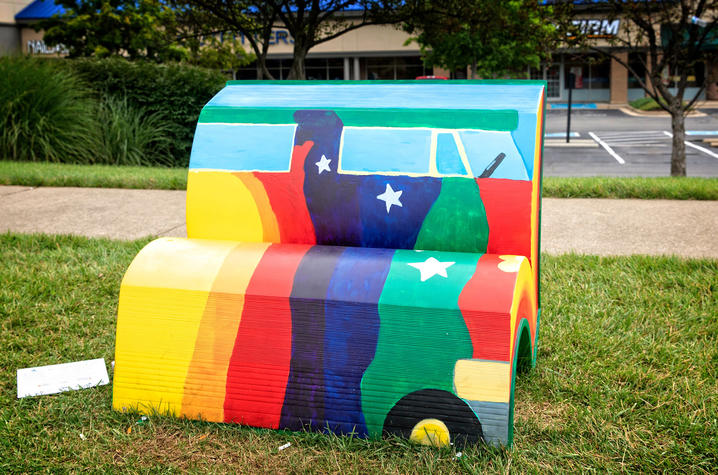 photo of book bench for "Divine Right's Trip"