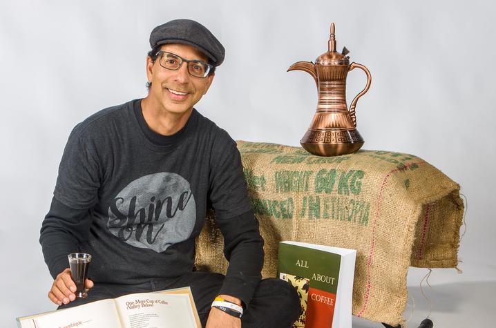 Michael Goodin pictured with coffee items