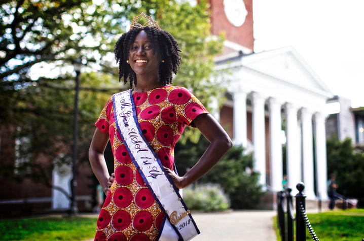 Photo of Nana Ntodi in front of Memorial Hall