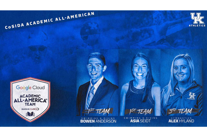 photo of graphic with 3 student-athletes named CoSIDA Academic All-Americans