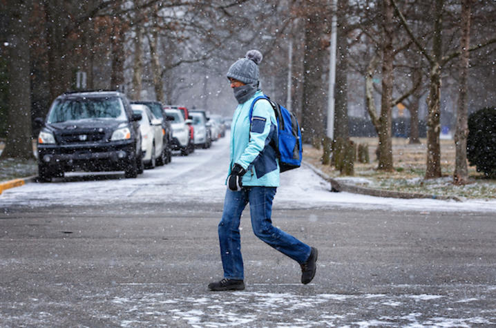 Student walking. 