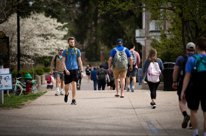 Photo of students walking on campus