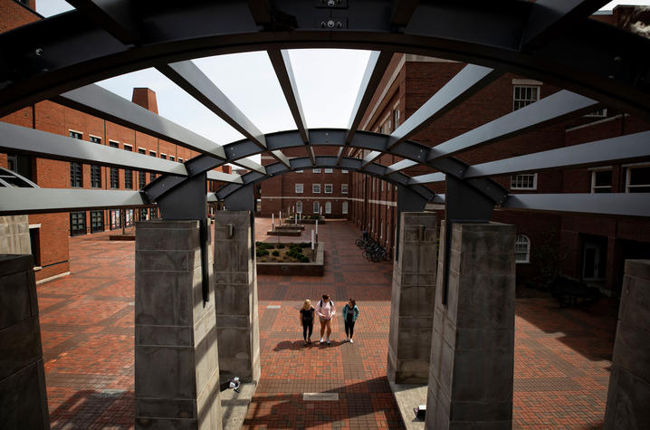 This is a photo from the quad of UK's College of Engineering.