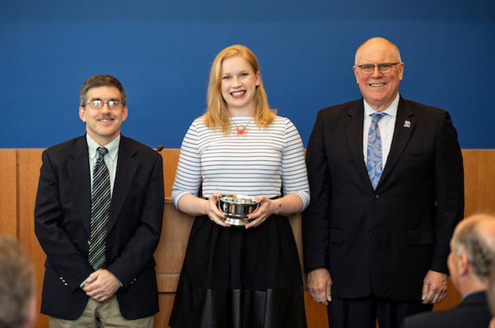 Sarah Wilson, Department of Chemical and Materials Engineering, receiving a 2019 Outstanding Teaching Award.