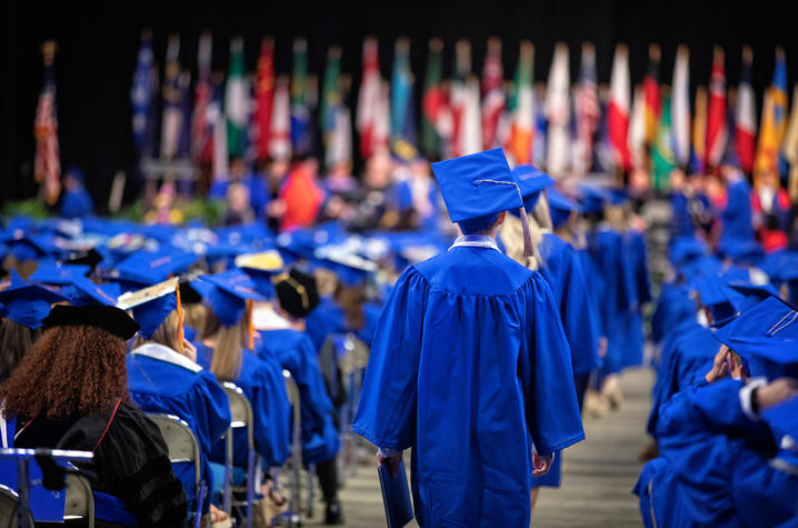 students walking at UK Commencement