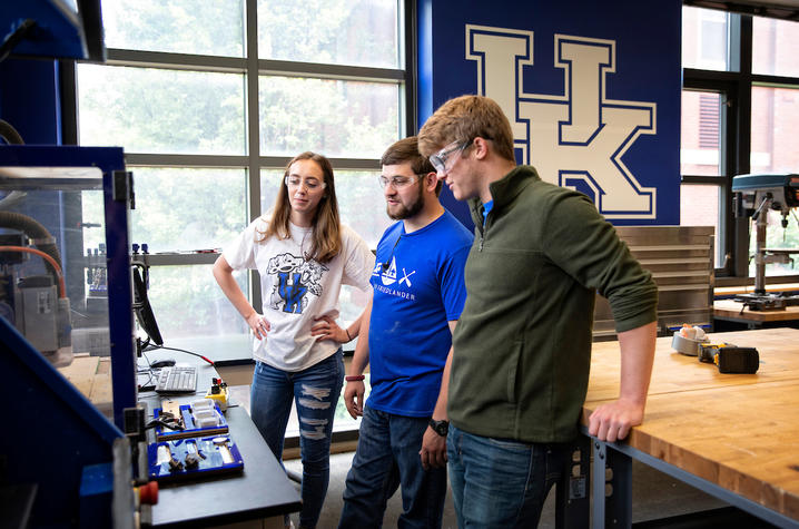 Photo of engineering students working together