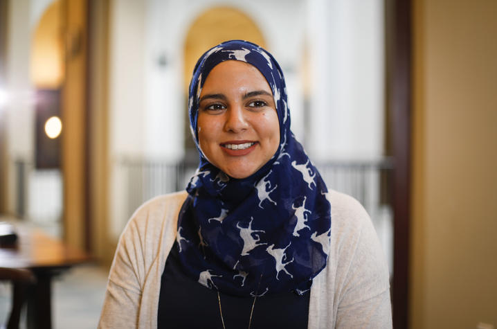 Photo of student in library