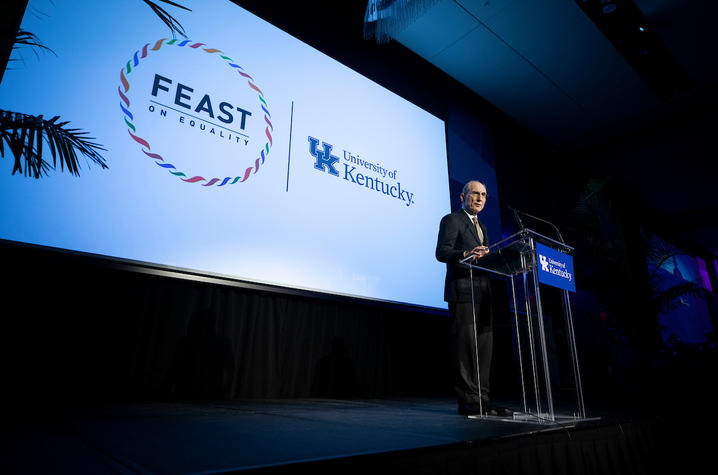 President Eli Capilouto speaking at this year's Feast on Equality. 