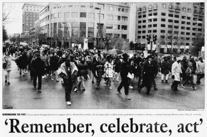 Kentucky Kernel image of MLK Day Freedom March in Lexington on Jan. 19, 1998.