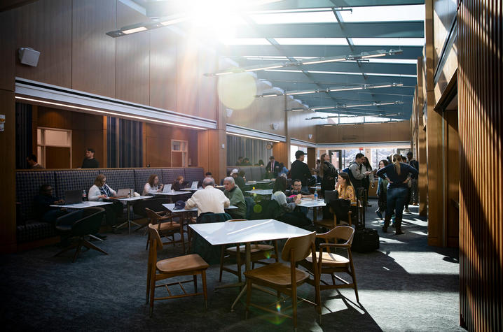 Interior of the J. David Rosenberg College of Law building communal space