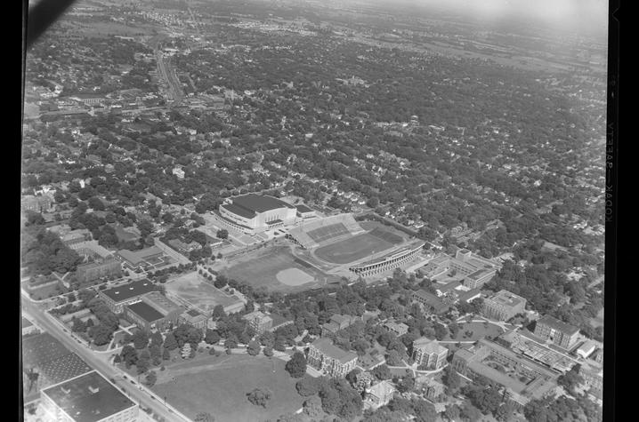 aerial photo of campus in 1952