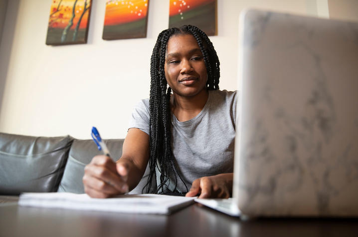 Photo of student studying at home