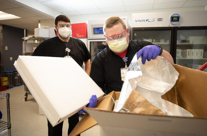 UK HealthCare Pharmacy received a mock shipment of Pfizer's COVID-19 vaccine Dec. 3 to test operational and logistics readiness for distribution. Mark Cornelison | UK Photo