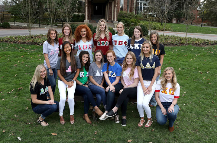 photo of members of 2017-18 Panhellenic Council in their letters