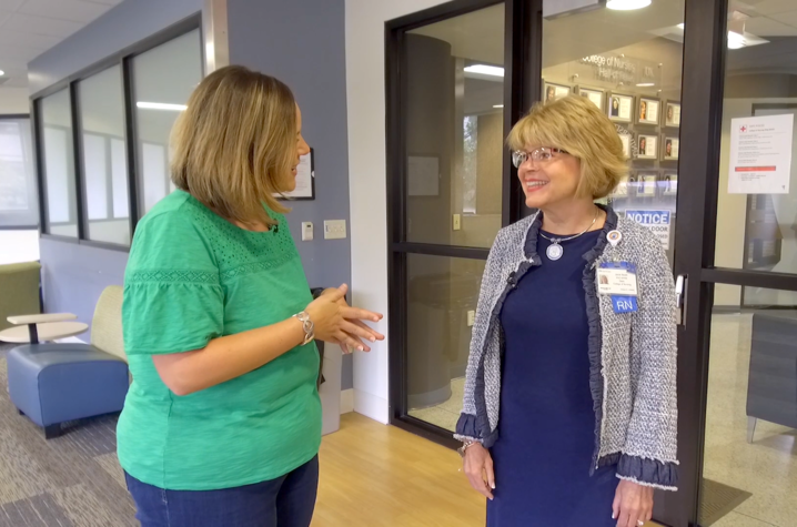 This is a scene from the UK Campus Walk with Dean Janie Heath. 