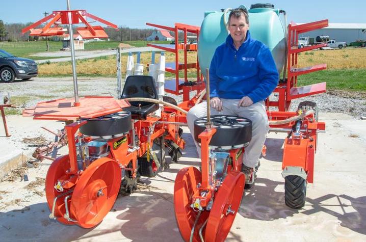 Andy Bailey, UK extension tobacco specialist, lost nine of 10 barns at the station and sustained damage to his transplanter and sprayer. Photo by Stephen Patton, UK Agricultural Communications Specialist