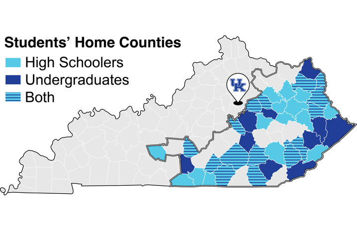 Map of Kentucky showing Appalachian counties