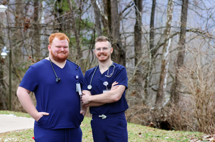 Alex Willett and Bradley Firchow outside of CATS Clinic in Morehead, Kentucky