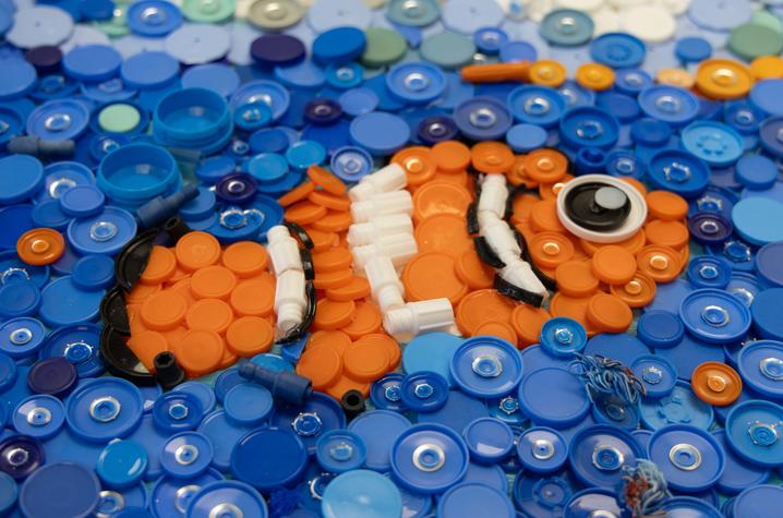 close up of clown fish made of plastic
