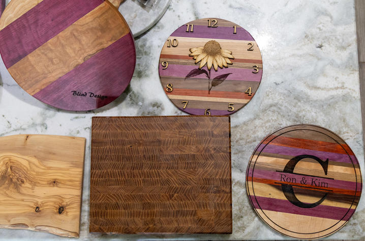 Rhea says she can't see a lot of colors, but with the few colors that she can see and using her touch, she fell in love with different types of wood. She can feel the type of wood by touching the grain. Hilary Brown | UK Public Relations