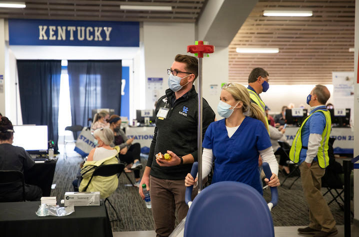 Sean McCarthy at Kroger Field vaccine clinic