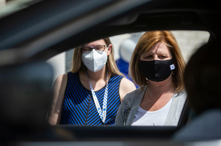 UK HealthCare staff were eager to welcome back hospital volunteers after 397 days. 