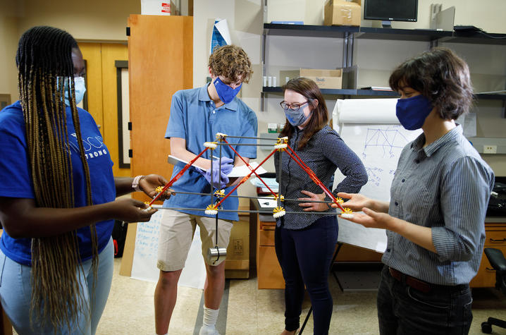 Photo of engineering professor Martha Grady in her laser lab