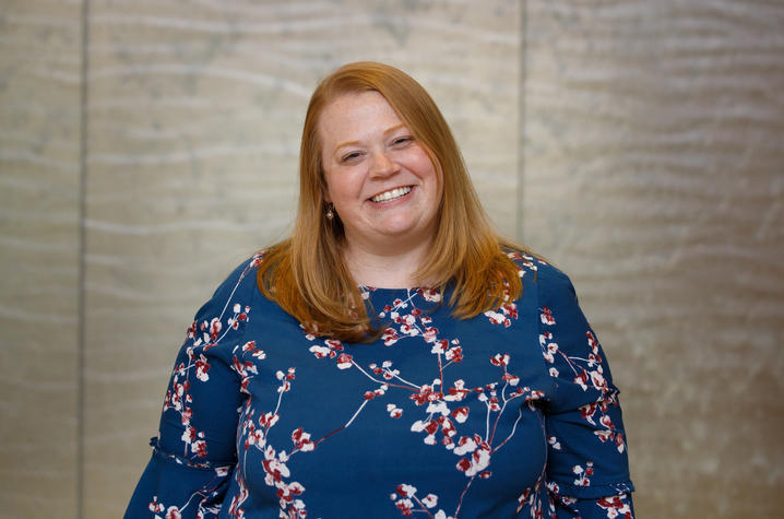 Allison Gibson, College of Social Work,  on the set of some training videos they will be producing on April 23, 2021. Photo by Mark Cornelison | UKphoto