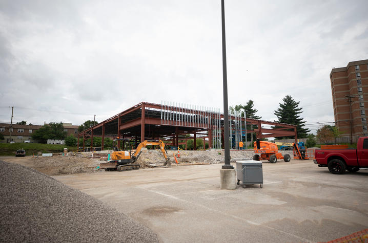 Construction at Turfland of the new Sanders-Brown facility on June 7, 2021. Photo by Pete Comparoni | UKphoto