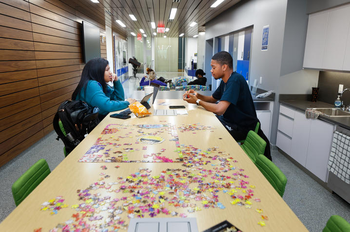 Students utilizing space in the newly expanded Student Center. 