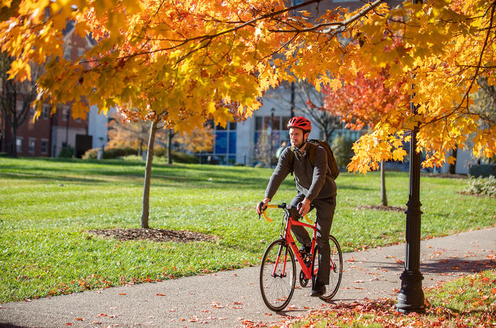 Man on a bike. 