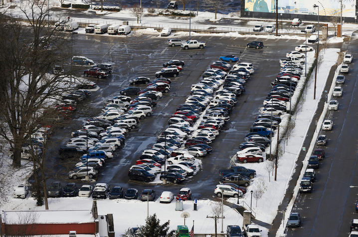 Snow on cars. 