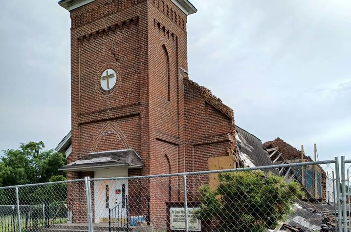 Tornado damage of a local church