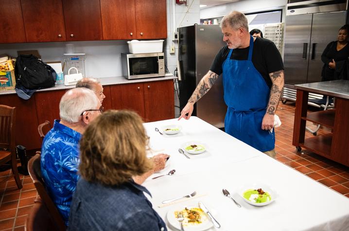 Chef Fred Morin won the cooking challenge for best main course. Photo by Tim Webb.