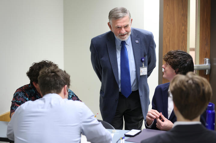 Michael Rankin, M.D., interacts with students.