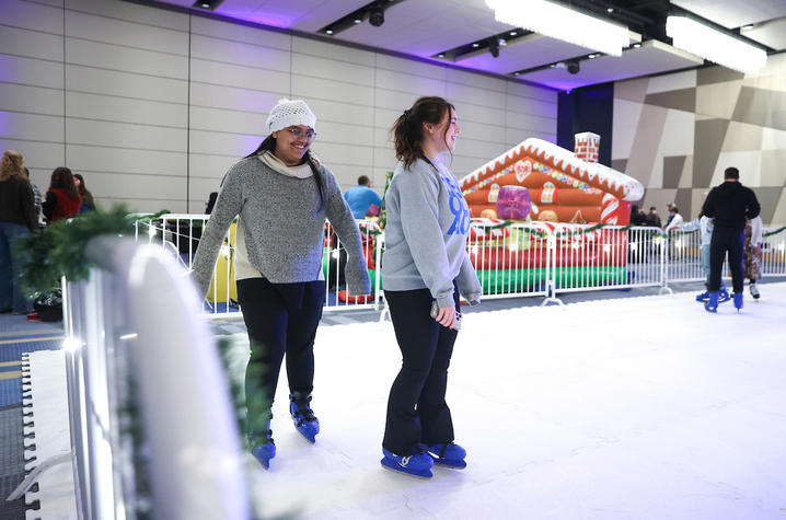 Students iceskating. 