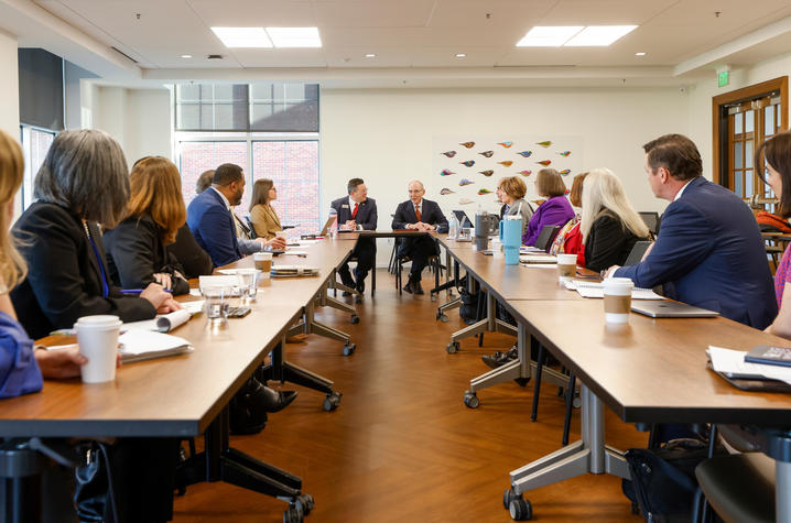 Transylvania President Brien Lewis, and UK President Eli Capilouto signed a memorandum of understanding, as Transylvania became the first educational partner in the Advancing Kentucky Together Network on March 26, 2025. Mark Cornelison | UK Photo 