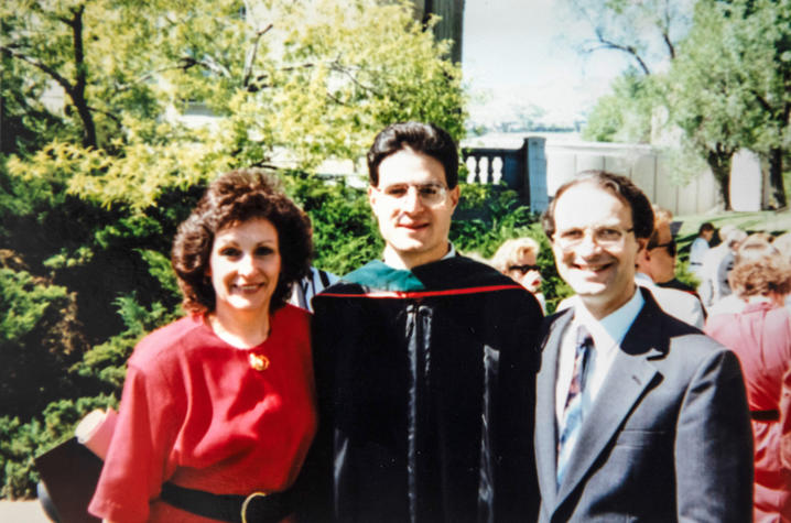 This is a photo of UK Provost and Co-Executive Vice President for Health Affairs Robert DiPaola with his parents, Dolores and Louis DiPaola.