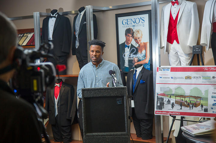 photo of Rakeem Bradshaw at "The Music Lounge" ribbon cutting