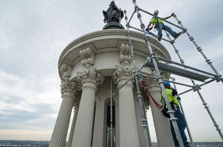 photo of "Statue of Freedom" being restored