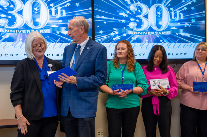 Mark Birdwhistell, UK’s Senior Vice President for Health and Public Policy, joined CERH directer Fran Feltner and others at the 30th anniversary celebration. Photo by Twin Ridge Studio